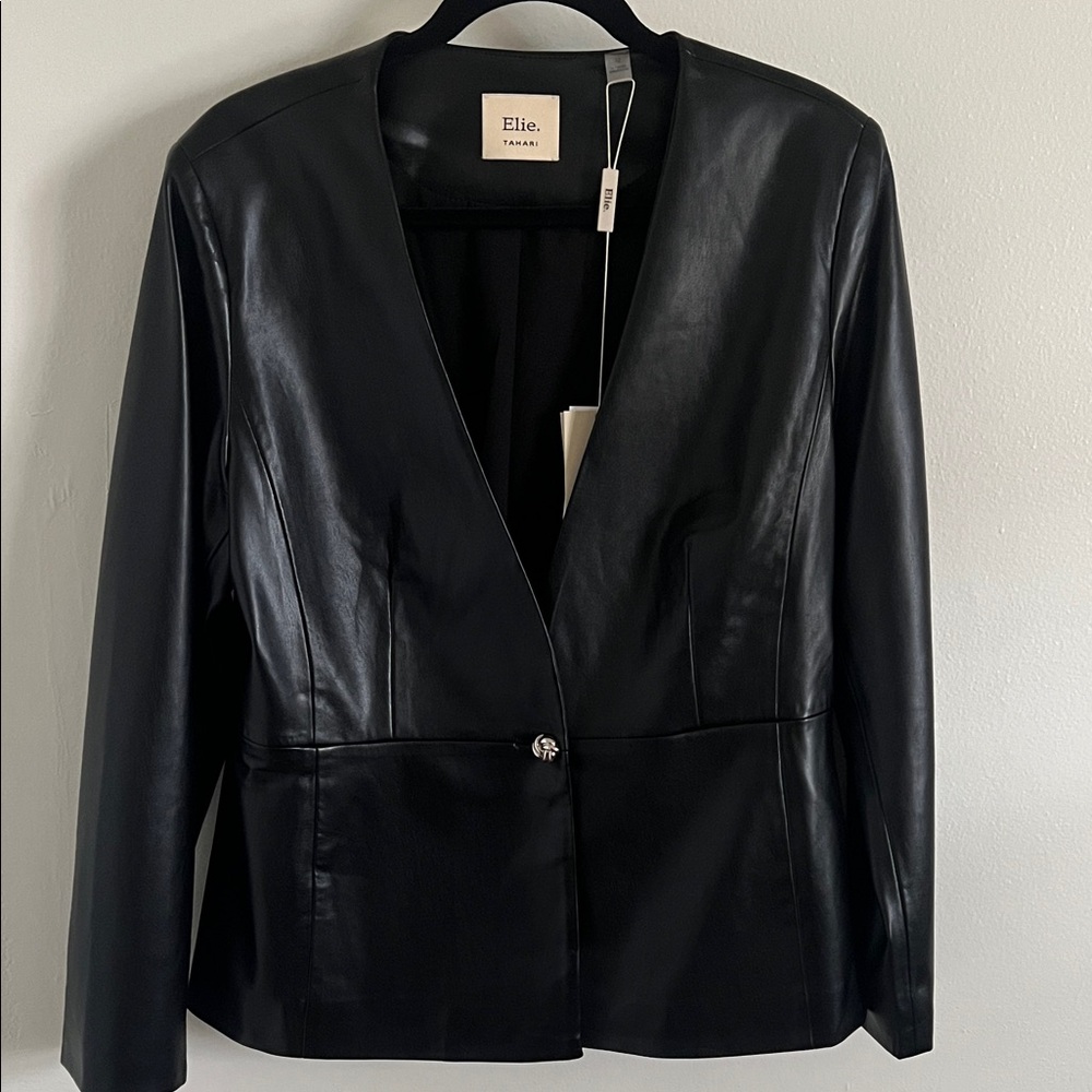 Elle Women's Sleek Black Faux Leather Jacket